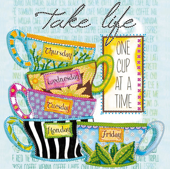 Canvas for bead embroidery "Coffee break" 7.9"x7.9" / 20.0x20.0 cm