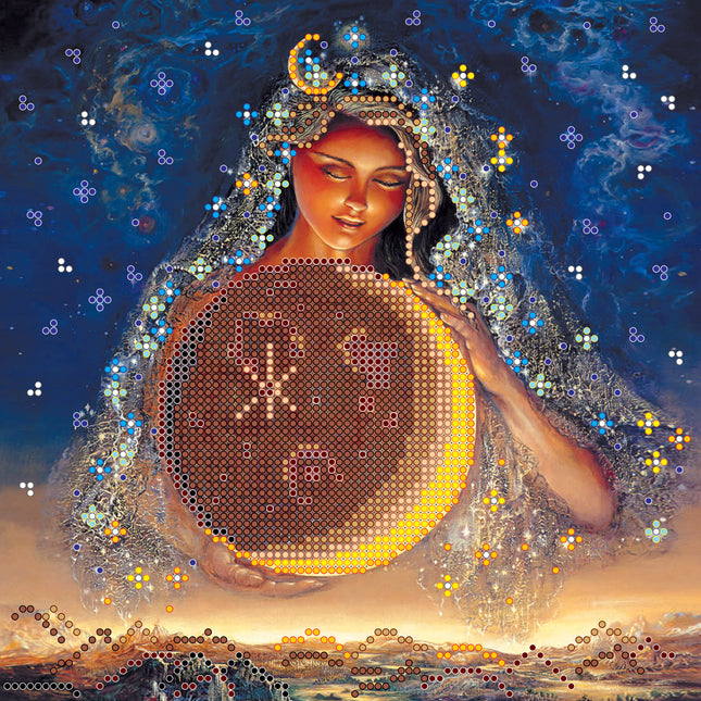 Canvas for bead embroidery "Moon fairy" 7.9"x7.9" / 20.0x20.0 cm