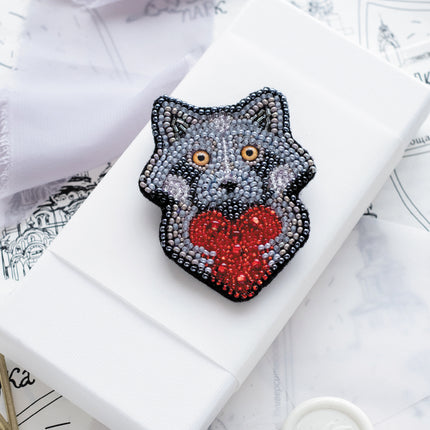Beadwork kit for creating brooch "Little raccoon"