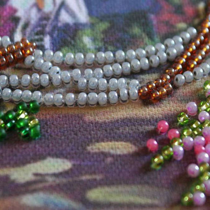 DIY Bead Embroidery Kit "Hut by the sea"  5.9"x5.9" / 15.0x15.0 cm