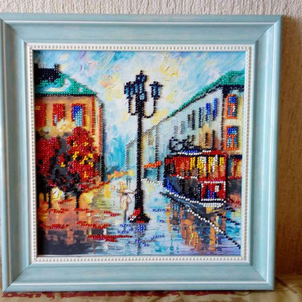 Canvas for bead embroidery "Autumn Story" 7.9"x7.9" / 20.0x20.0 cm