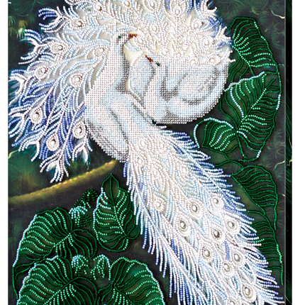 DIY Bead Embroidery Kit "White happiness" 11.8"x15.7" / 30.0x40.0 cm