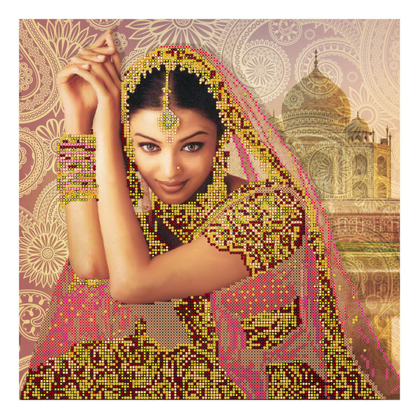 Canvas for bead embroidery "Flowers of India" 11.8"x11.8" / 30.0x30.0 cm