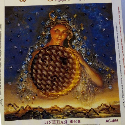 Canvas for bead embroidery "Moon fairy" 7.9"x7.9" / 20.0x20.0 cm