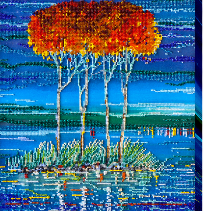 DIY Bead Embroidery Kit "Fire in sky blue - 2" 12.2"x17.7" / 31.0x45.0 cm