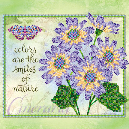 Canvas for bead embroidery "Cineraria" 7.9"x7.9" / 20.0x20.0 cm