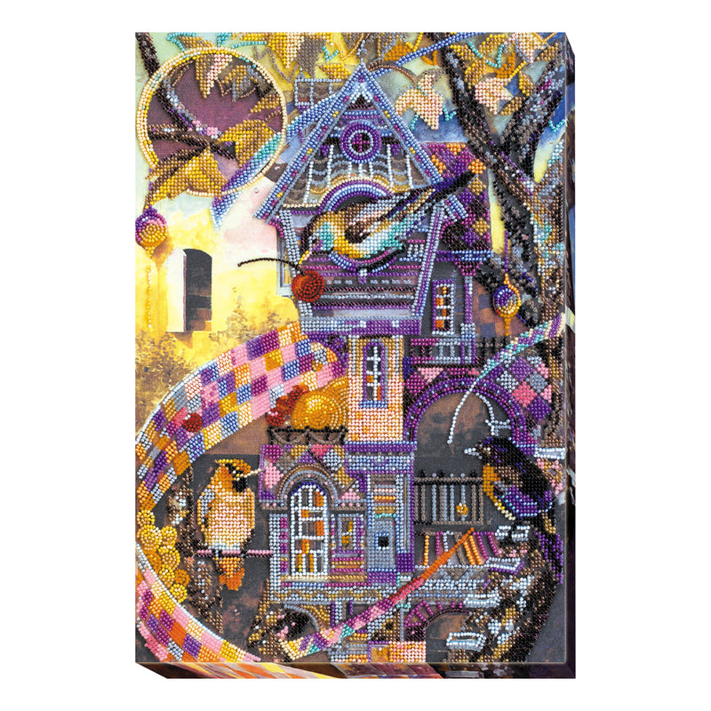 DIY Bead Embroidery Kit "Bird's town" 10.2"x15.0" / 26.0x38.0 cm