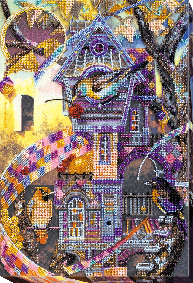 DIY Bead Embroidery Kit "Bird's town" 10.2"x15.0" / 26.0x38.0 cm