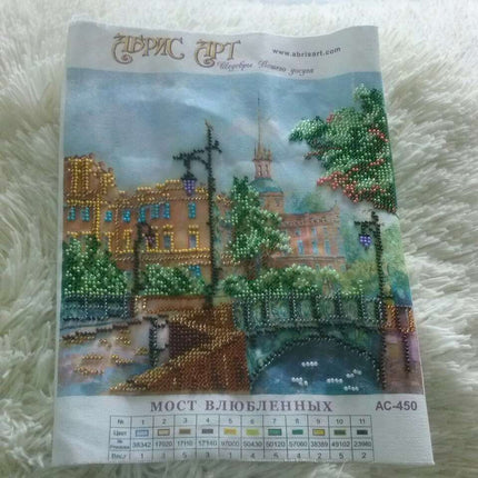 Canvas for bead embroidery "Bridge of Lovers" 7.9"x7.9" / 20.0x20.0 cm