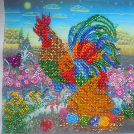 Canvas for bead embroidery "Peace, love and understanding" 7.9"x7.9" / 20.0x20.0 cm
