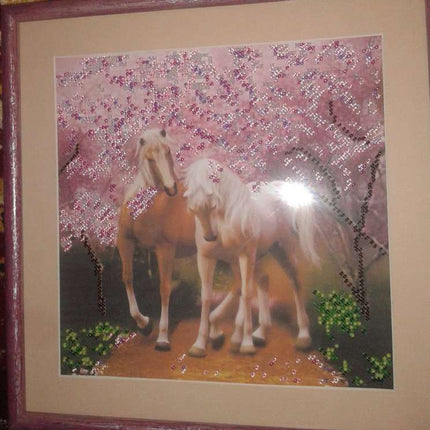 Canvas for bead embroidery "Horses In Love" 7.9"x7.9" / 20.0x20.0 cm