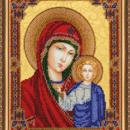 DIY Bead Embroidery Kit "Home iconostasis «Our Lady»" 7.5"x9.8" / 19.0x25.0 cm