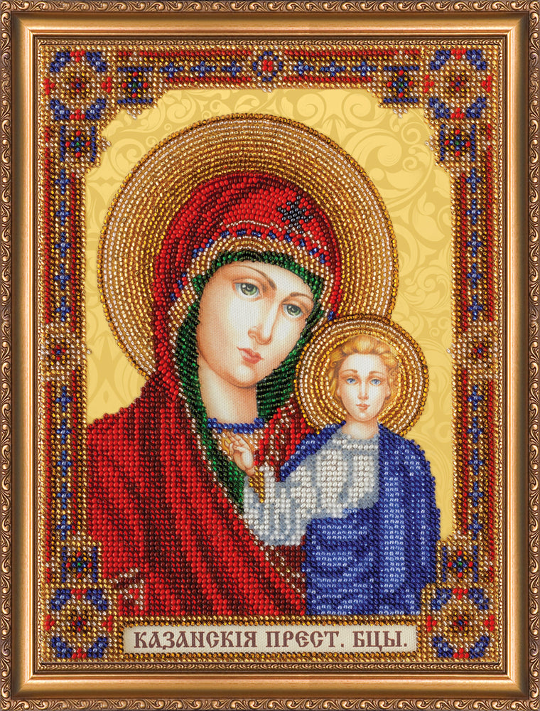 DIY Bead Embroidery Kit "Home iconostasis «Our Lady»" 7.5"x9.8" / 19.0x25.0 cm