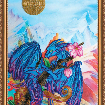DIY Bead Embroidery Kit "Dragon" 8.7"x11.8" / 22.0x30.0 cm