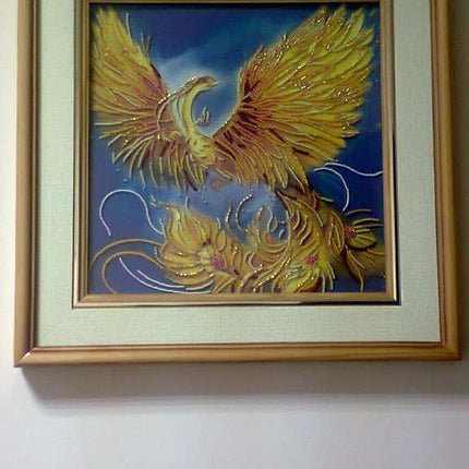 Canvas for bead embroidery "The Firebird" 11.8"x11.8" / 30.0x30.0 cm