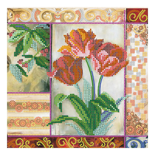 Canvas for bead embroidery "Satin petals" 7.9"x7.9" / 20.0x20.0 cm