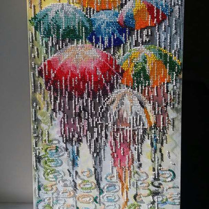DIY Bead Embroidery Kit "Cheerful umbrellas" 7.9"x15.7" / 20.0x40.0 cm