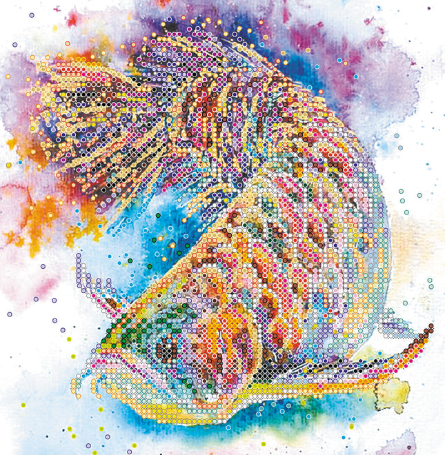 Canvas for bead embroidery "Good luck fish" 7.9"x7.9" / 20.0x20.0 cm