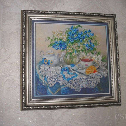 DIY Bead Embroidery Kit "Forget-me-nots" 10.2"x9.8" / 26.0x25.0 cm