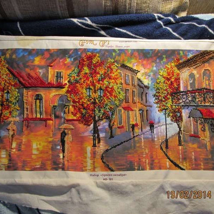 DIY Bead Embroidery Kit "October colours" 26.8"x11.8" / 68.0x30.0 cm