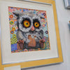 DIY Bead Embroidery Kit "Owl and cookies"  5.9"x5.9" / 15.0x15.0 cm