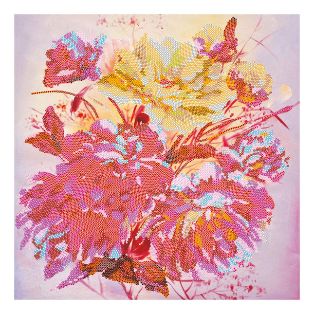 Canvas for bead embroidery "Pink sherbet" 11.8"x11.8" / 30.0x30.0 cm