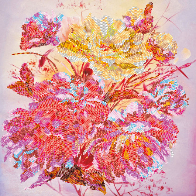 Canvas for bead embroidery "Pink sherbet" 11.8"x11.8" / 30.0x30.0 cm