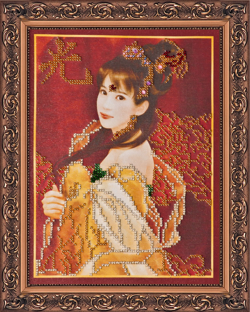 DIY Bead Embroidery Kit "Mai (a child of light)" 7.3"x9.8" / 18.5x25.0 cm