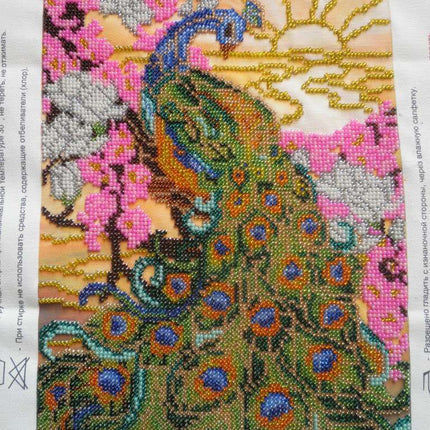 DIY Bead Embroidery Kit "Peacock" 7.9"x11.0" / 20.0x28.0 cm