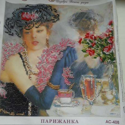Canvas for bead embroidery "The Parisian Woman" 7.9"x7.9" / 20.0x20.0 cm