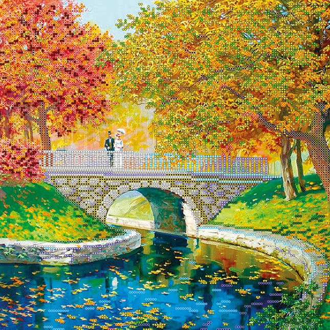 Canvas for bead embroidery "Transparent autumn-1" 11.8"x11.8" / 30.0x30.0 cm