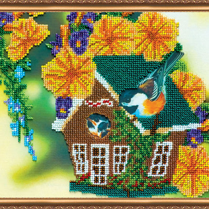 DIY Bead Embroidery Kit "In the garden – 1" 9.8"x7.9" / 25.0x20.0 cm