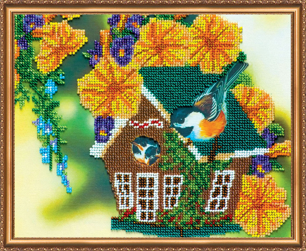 DIY Bead Embroidery Kit "In the garden – 1" 9.8"x7.9" / 25.0x20.0 cm
