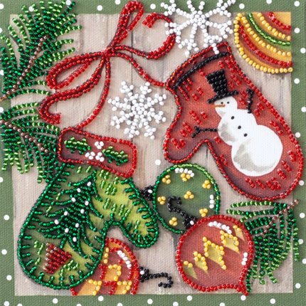 DIY Bead Embroidery Kit "Holiday trivia"  5.9"x5.9" / 15.0x15.0 cm