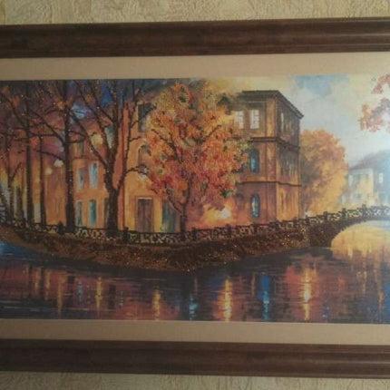 DIY Bead Embroidery Kit "Gold reflections" 31.5"x11.8" / 80.0x30.0 cm