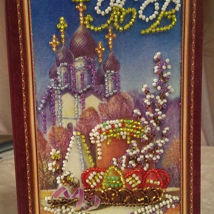 DIY Bead embroidery postcard kit "Easter – 8"