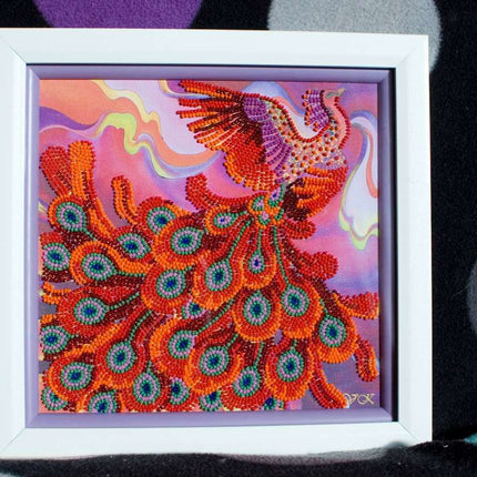 Canvas for bead embroidery "Firebird" 7.9"x7.9" / 20.0x20.0 cm