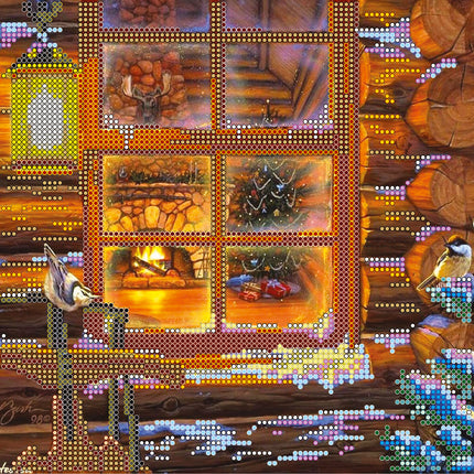 Canvas for bead embroidery "Christmas Eve" 7.9"x7.9" / 20.0x20.0 cm