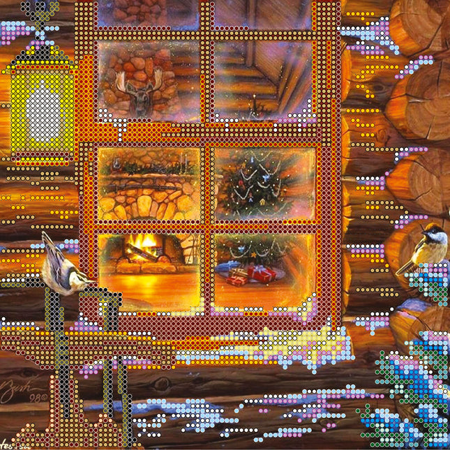 Canvas for bead embroidery "Christmas Eve" 7.9"x7.9" / 20.0x20.0 cm