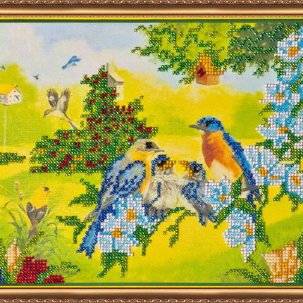 DIY Bead Embroidery Kit "Spring" 9.8"x7.9" / 25.0x20.0 cm