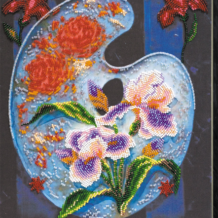 DIY Bead Embroidery Kit "Flower palette" 9.8"x11.8" / 25.0x30.0 cm