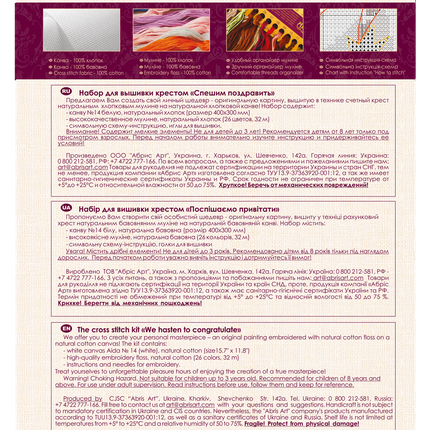 DIY Cross Stitch Kit "We are in a hurry to greet" 11.8"x7.9"