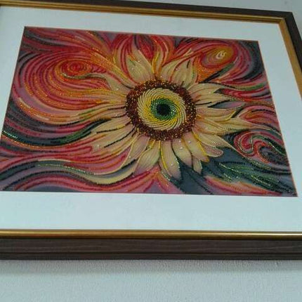 DIY Bead Embroidery Kit "Sunny pulse" 15.7"x11.8" / 40.0x30.0 cm
