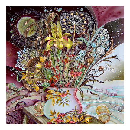 Canvas for bead embroidery "Seasonal change" 11.8"x11.8" / 30.0x30.0 cm