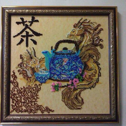 DIY Bead Embroidery Kit "Chinese tea-time" 11.8"x11.8" / 30.0x30.0 cm