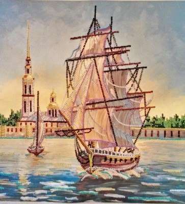Canvas for bead embroidery "Frigate" 11.8"x11.8" / 30.0x30.0 cm