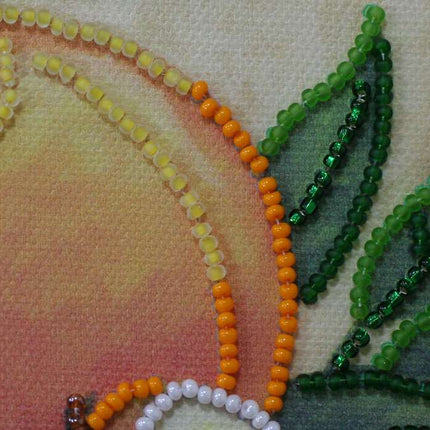 DIY Bead Embroidery Kit "Sunny peaches"  5.9"x5.9" / 15.0x15.0 cm