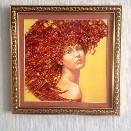 DIY Bead Embroidery Kit "The Four Elements – Fire" 12.6"x12.6" / 32.0x32.0 cm