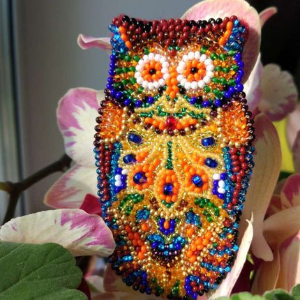 Beadwork kit for creating brooch "Owl"