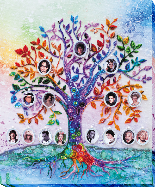 DIY Bead Embroidery Kit "Family tree" 13.0"x15.7" / 33.0x40.0 cm